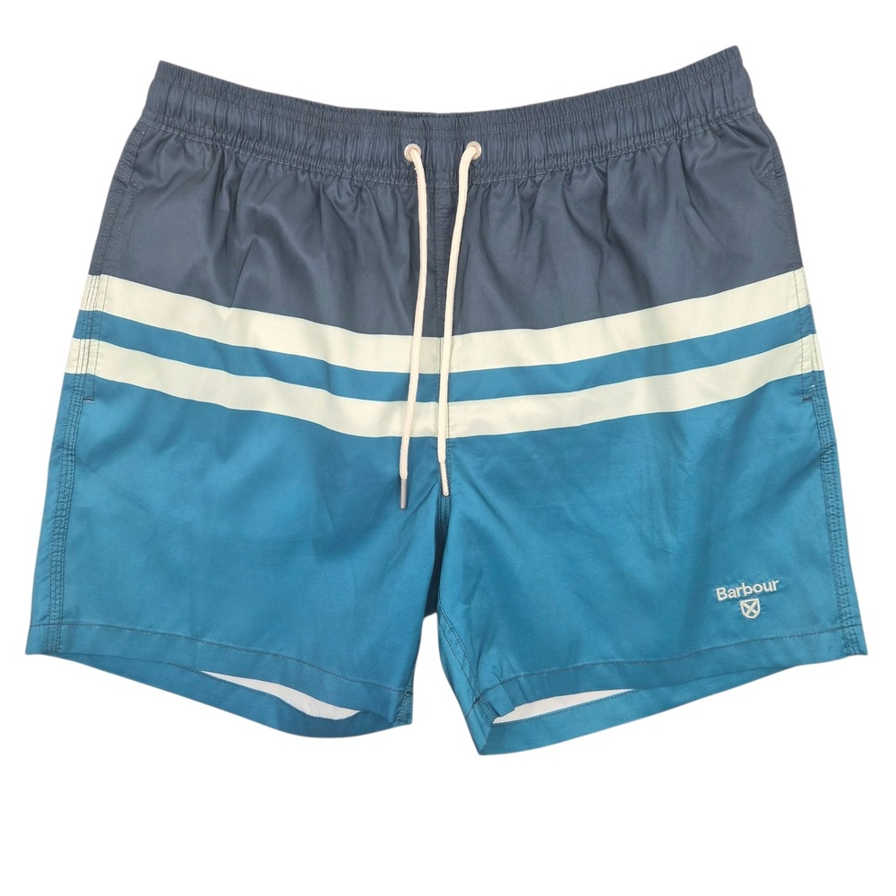 Barbour Mens‎ Blue Striped Colorblock Swim Shorts MSW0045NY91 Size M